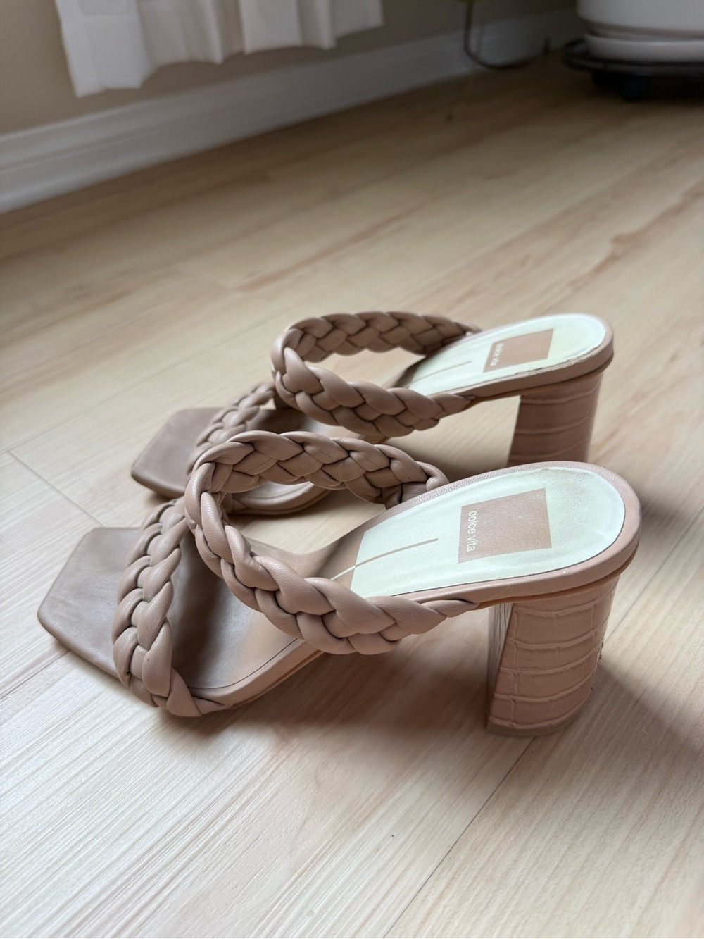 Dolce Vita Paily Braided Block Heel Sandals Cafe Stella Size 10 Tan/Nude